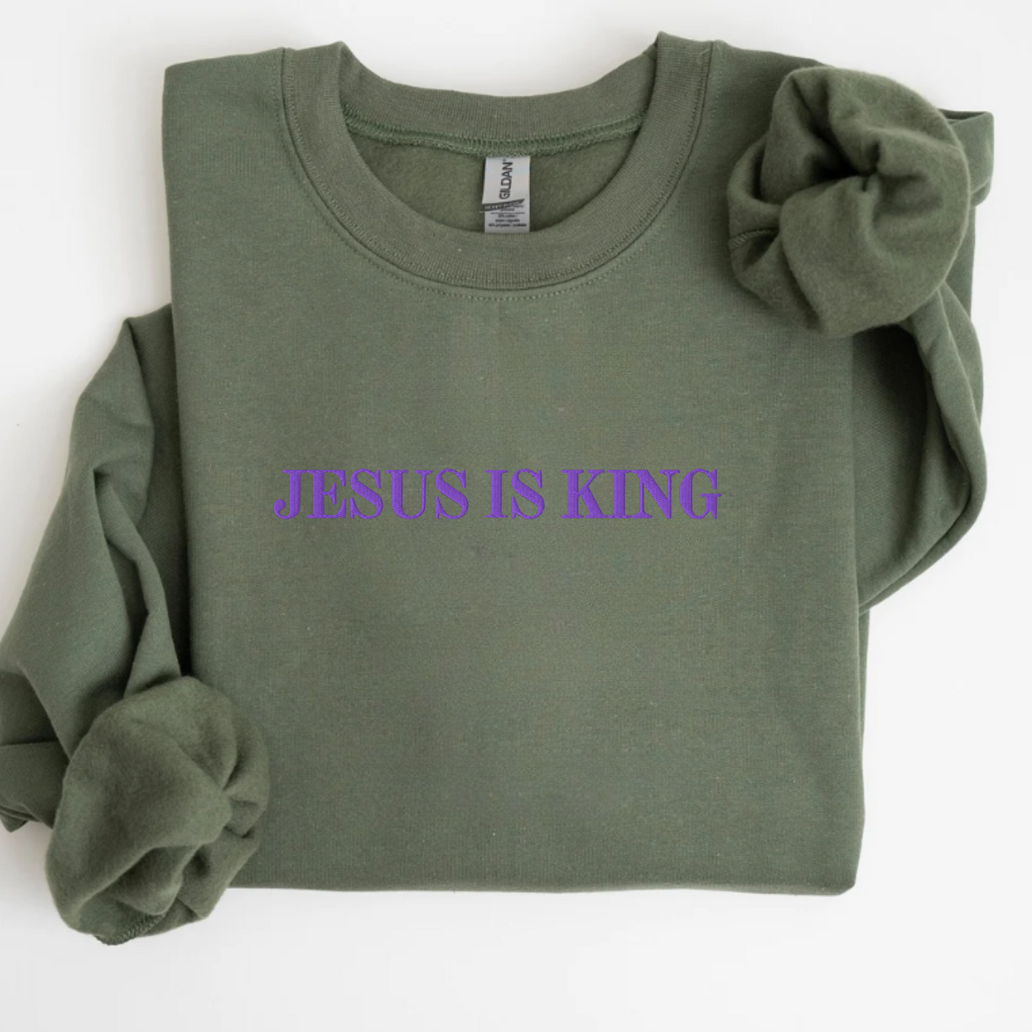 Jesus is King Embroidered Sweatshirt