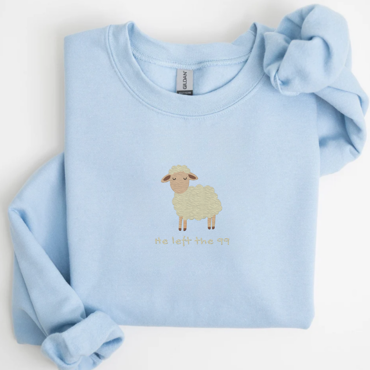 He left the 99 Lost Sheep Embroidered Sweatshirt