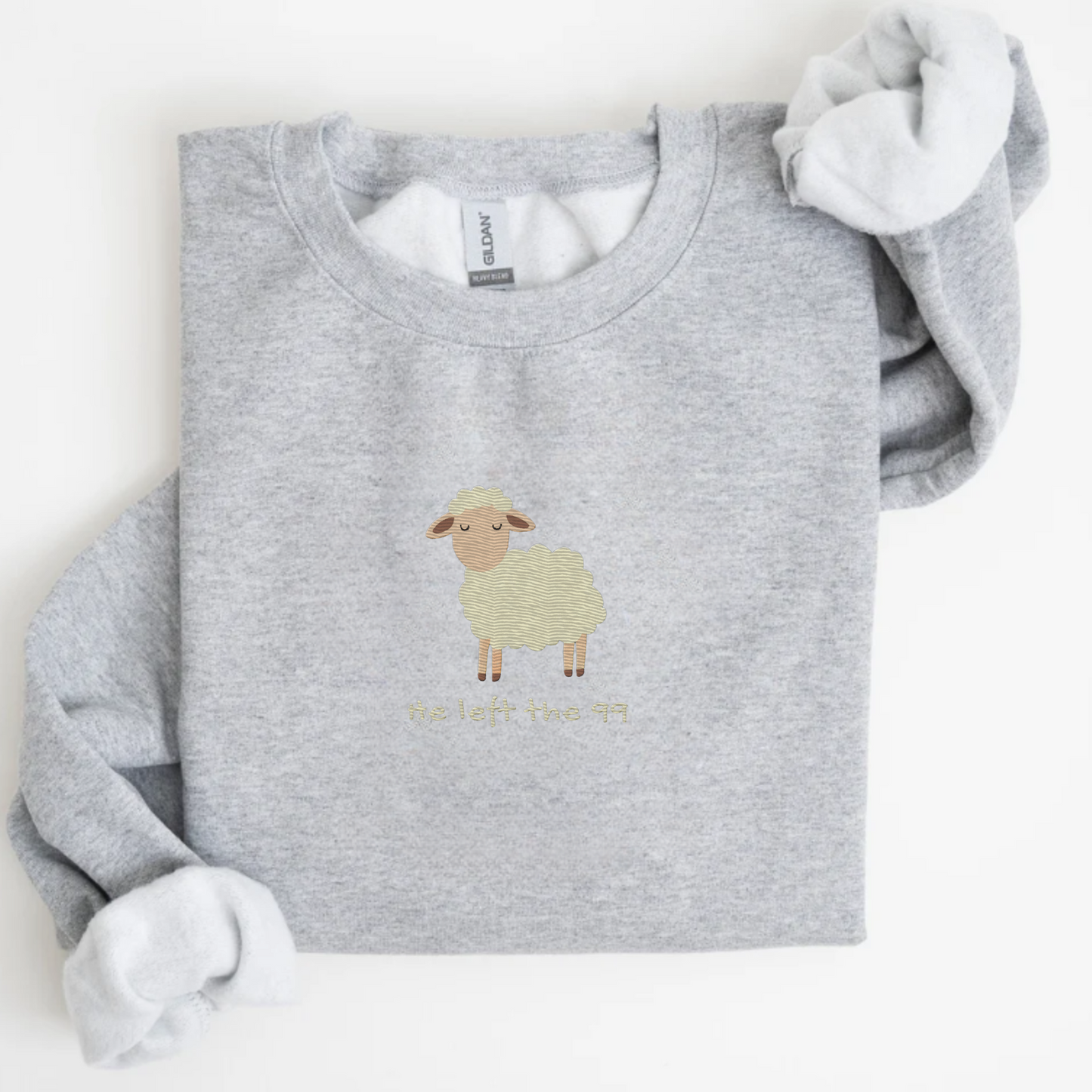 He left the 99 Lost Sheep Embroidered Sweatshirt