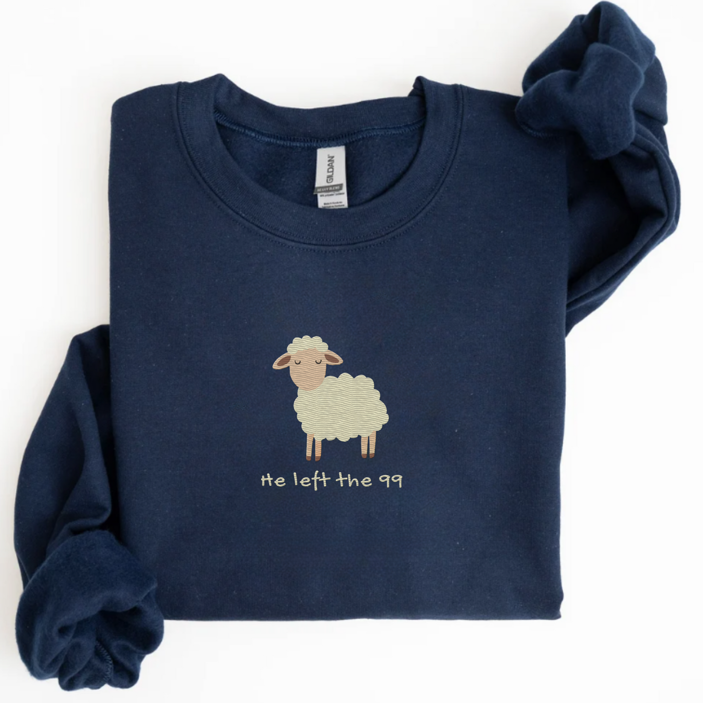 He left the 99 Lost Sheep Embroidered Sweatshirt
