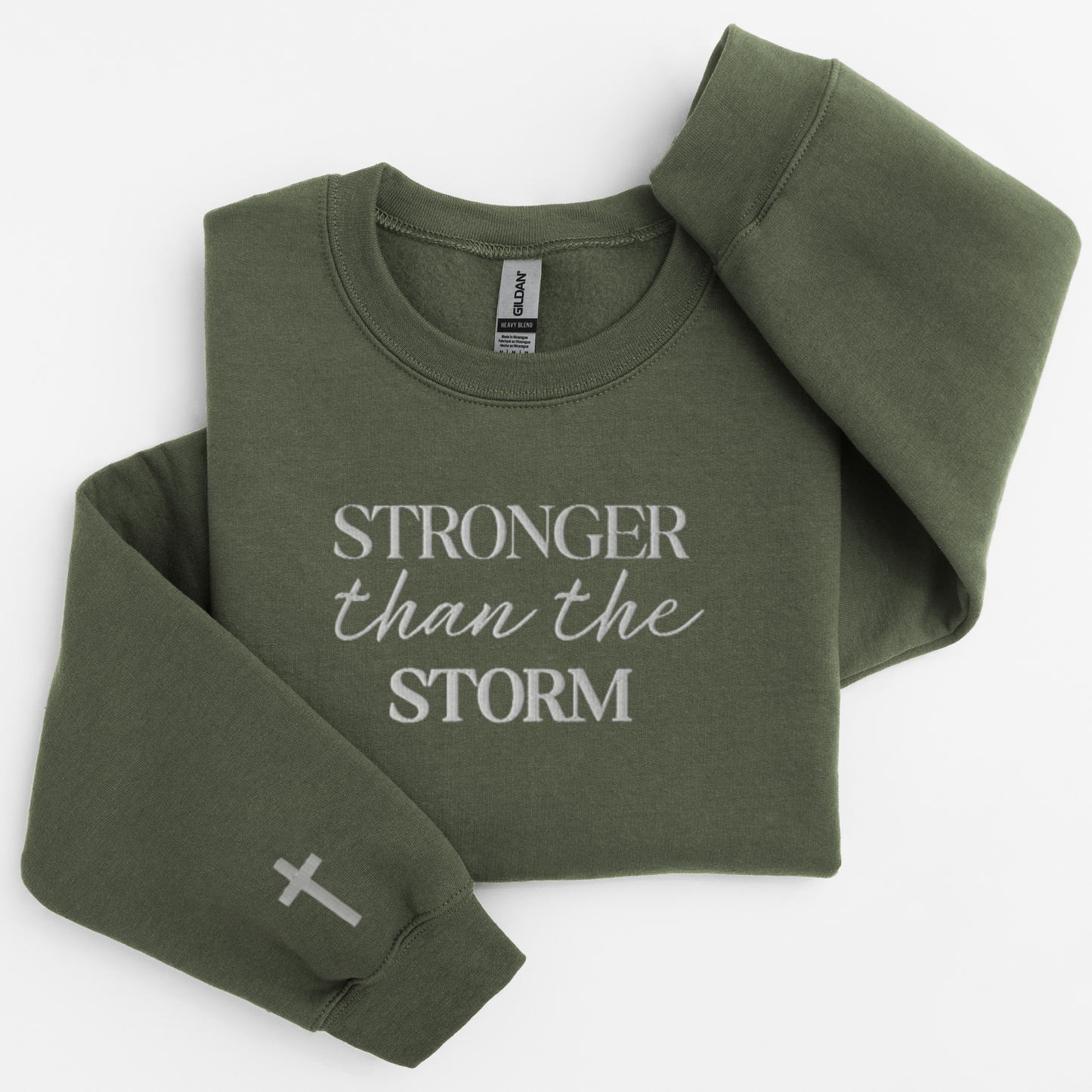 Stronger than the Storm Cross Embroidered Sweatshirt