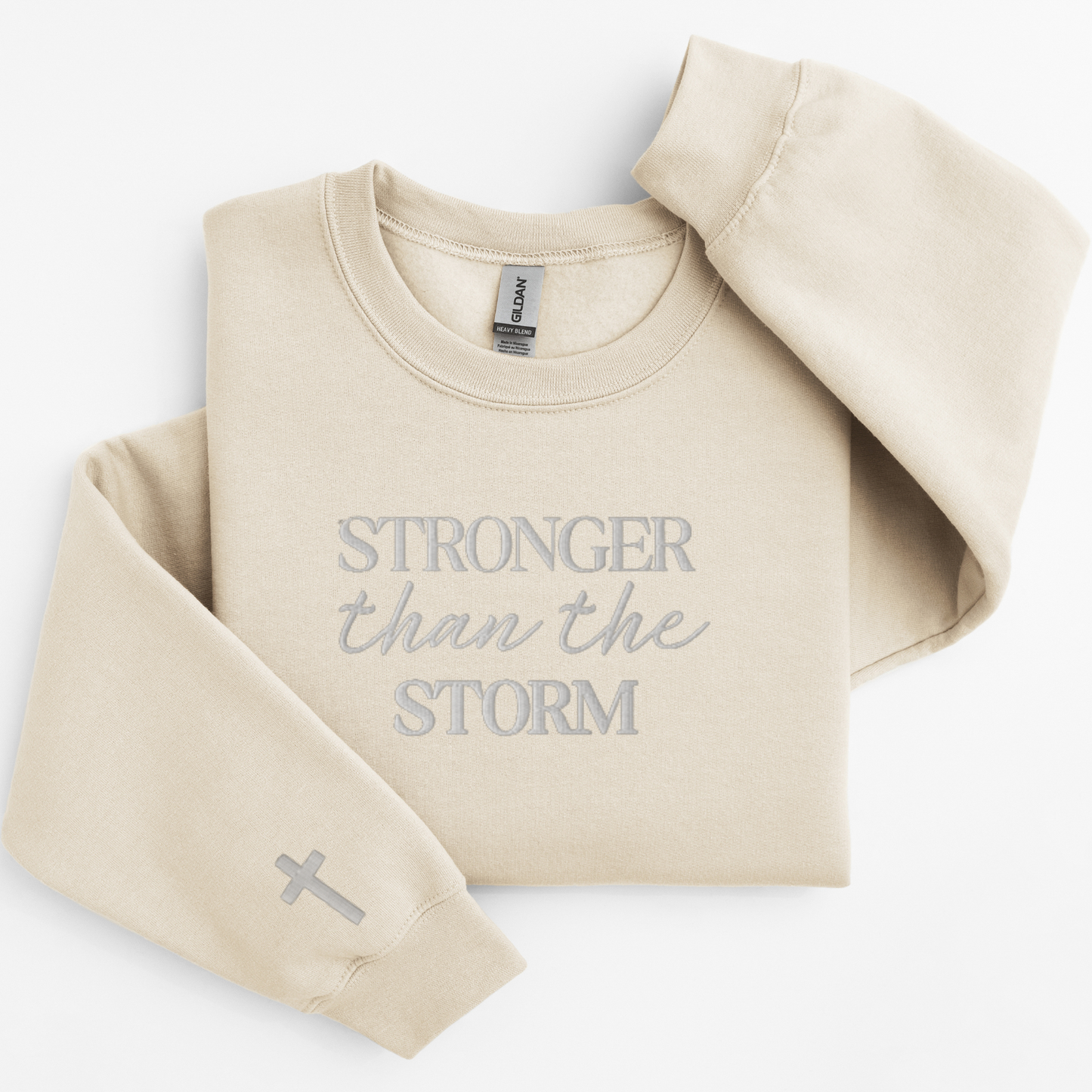 Stronger than the Storm Cross Embroidered Sweatshirt