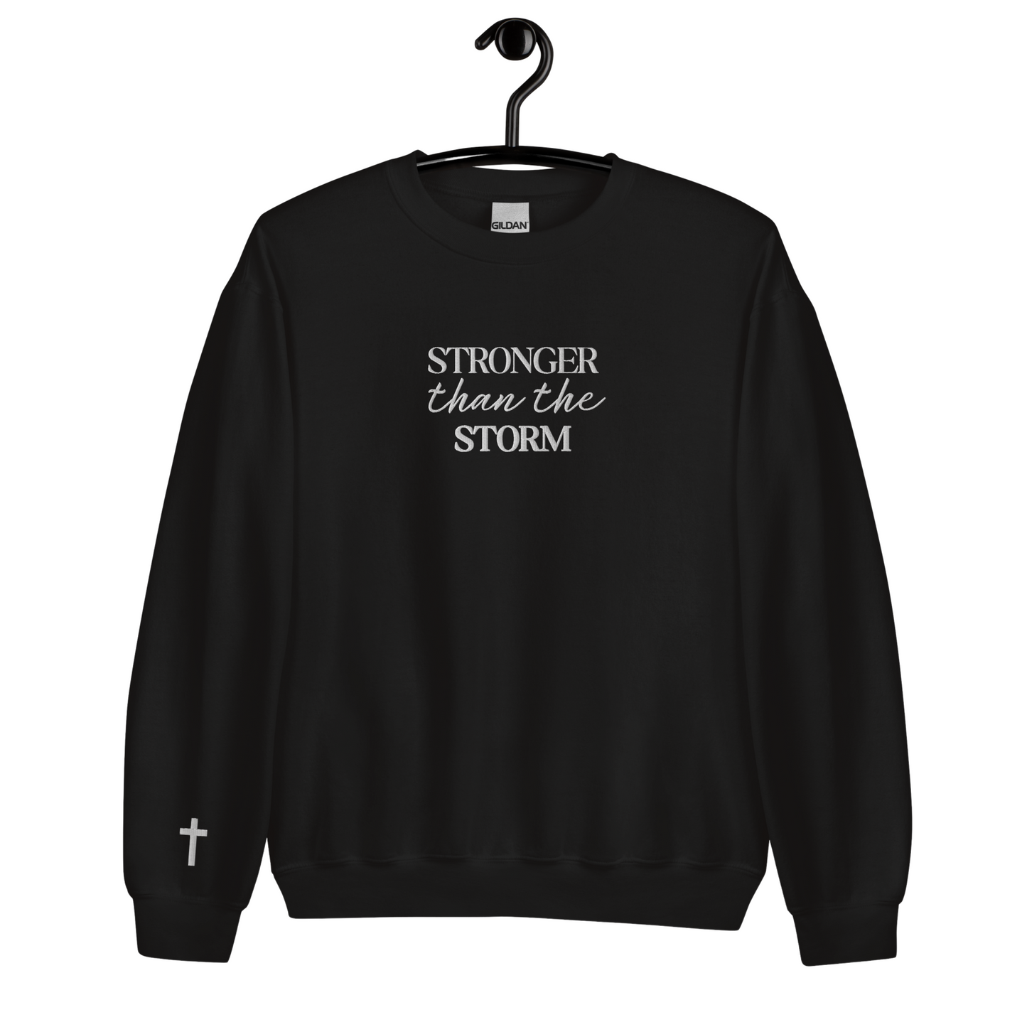 Stronger than the Storm Cross Embroidered Sweatshirt