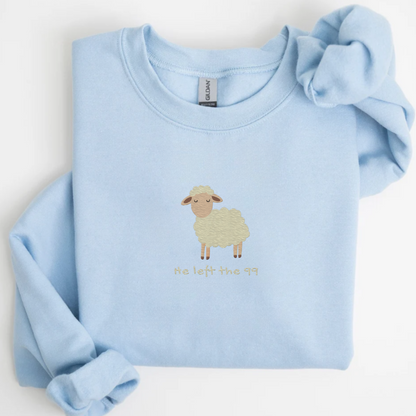 He left the 99 Lost Sheep Embroidered Sweatshirt