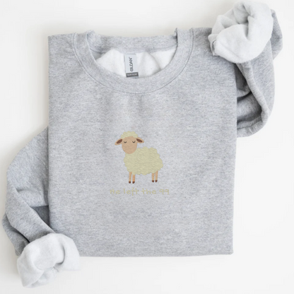 He left the 99 Lost Sheep Embroidered Sweatshirt