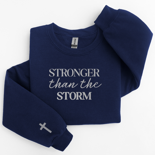 Stronger than the Storm Cross Embroidered Sweatshirt