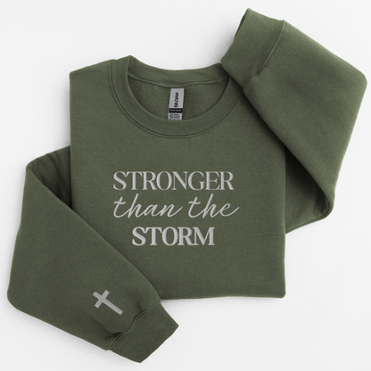 Stronger than the Storm Cross Embroidered Sweatshirt