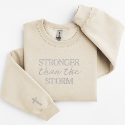 Stronger than the Storm Cross Embroidered Sweatshirt