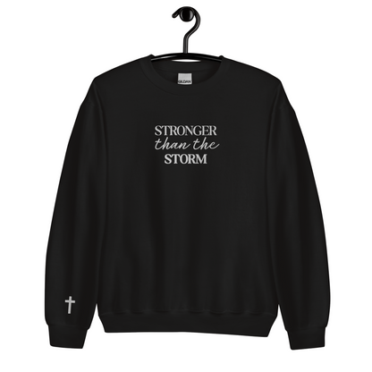 Stronger than the Storm Cross Embroidered Sweatshirt